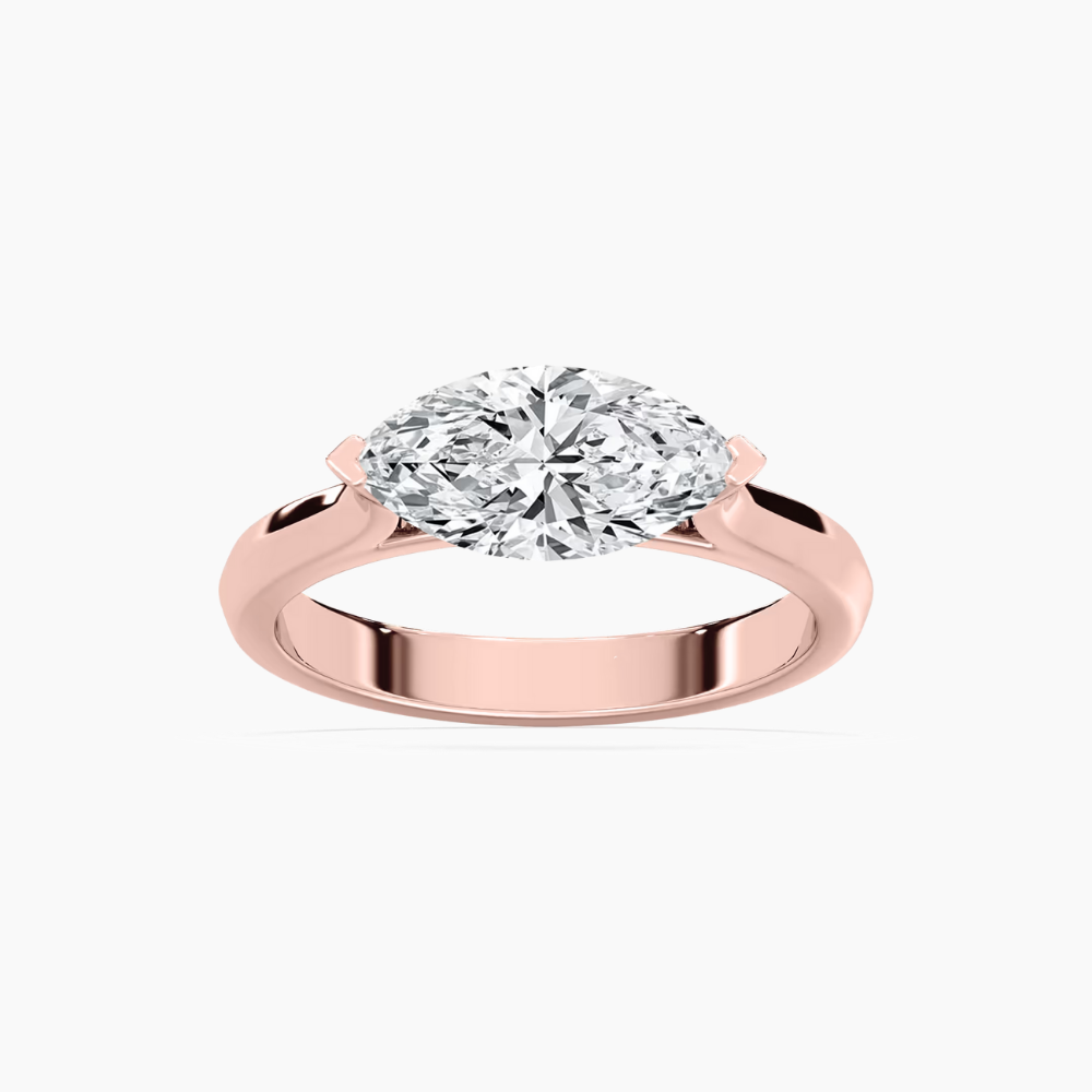 Marquise Cut East West Moissanite Engagement Ring