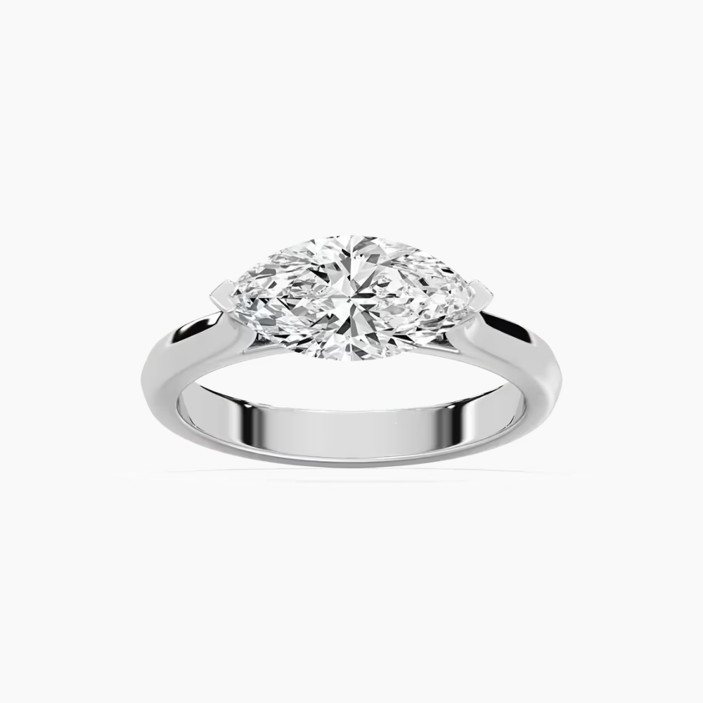 Marquise Cut East West Moissanite Engagement Ring