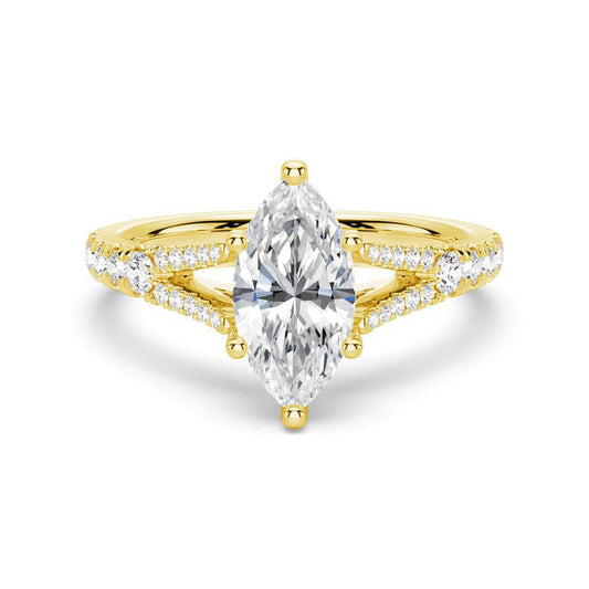 Marquise Cut Split-Shank Moissanite Engagement Ring