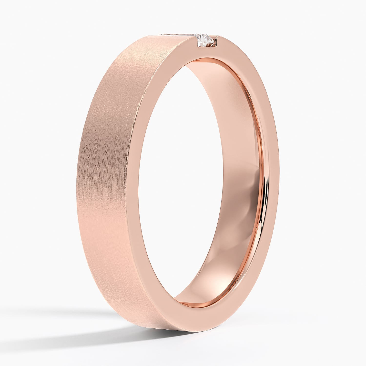 Matte Baguette Moissanite Men’s Wedding Band-4.5 mm