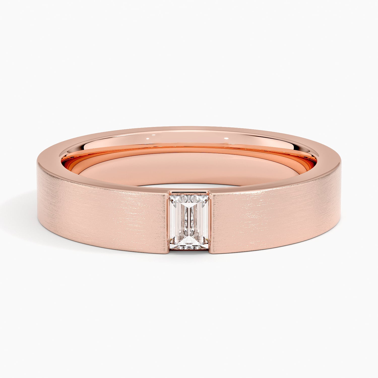 Matte Baguette Moissanite Men’s Wedding Band-4.5 mm