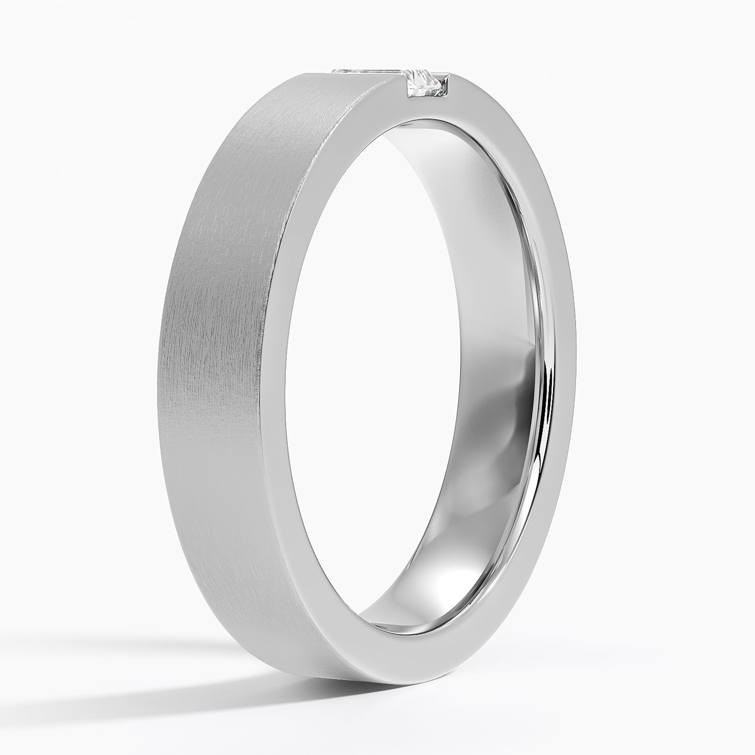 Matte Baguette Moissanite Men’s Wedding Band-4.5 mm