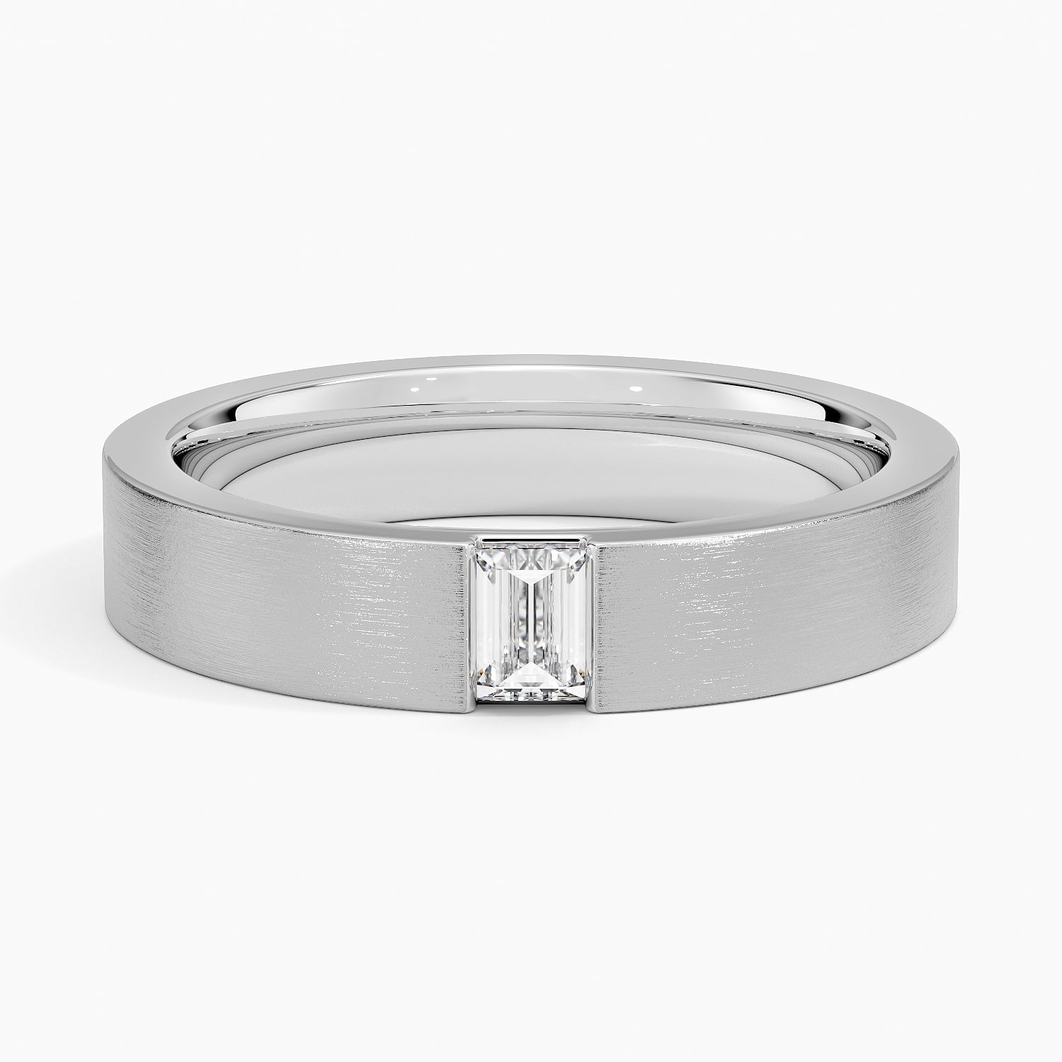 Matte Baguette Moissanite Men’s Wedding Band-4.5 mm