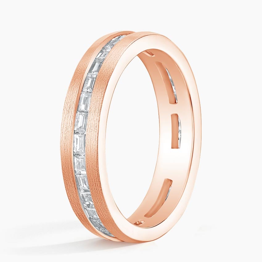 4.5 mm Matte Channel-Set Baguette Moissanite Eternity Men’s Wedding Band