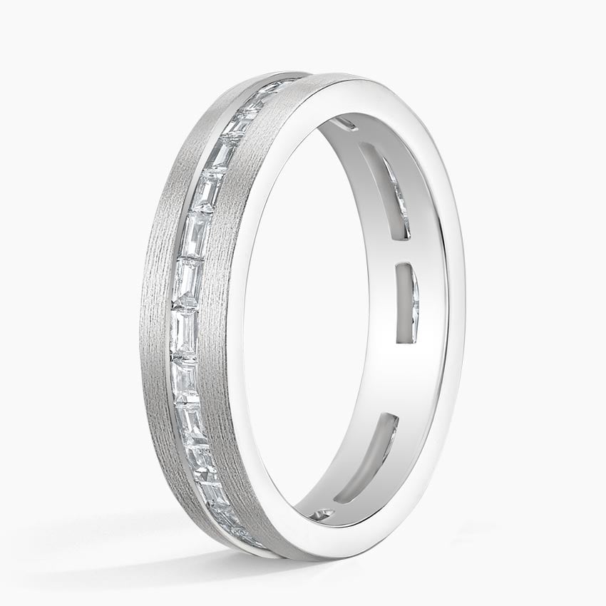 4.5 mm Matte Channel-Set Baguette Moissanite Eternity Men’s Wedding Band