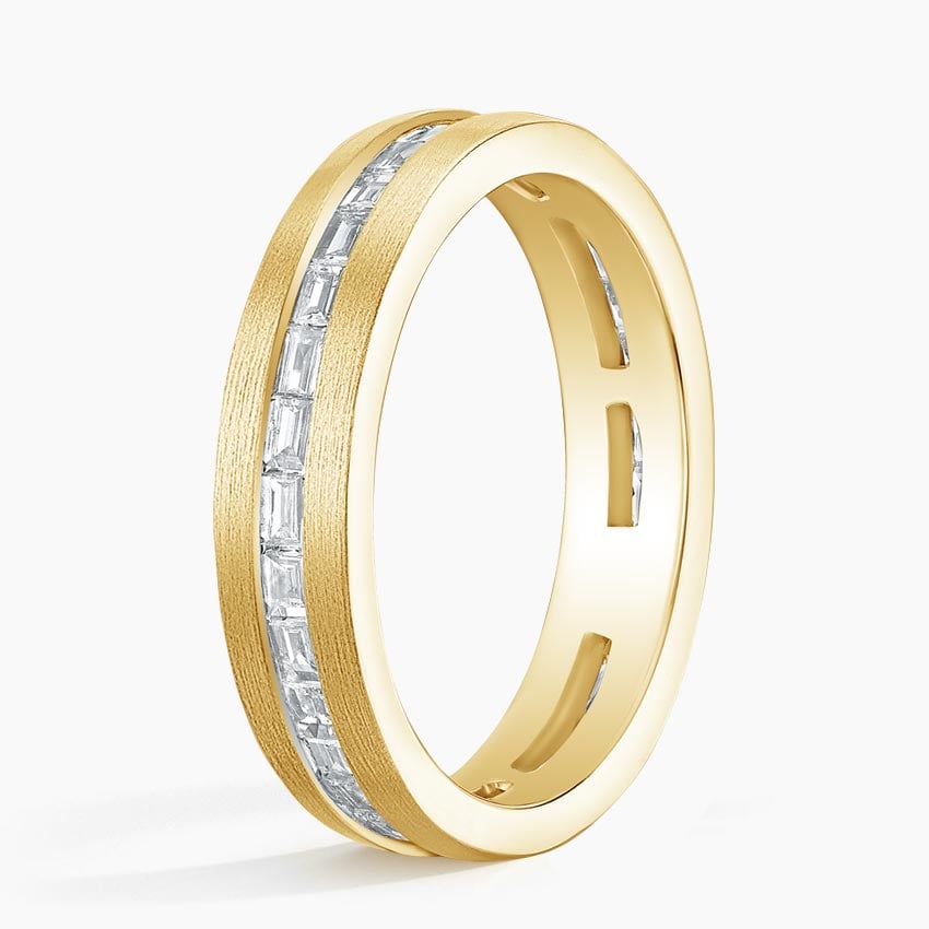 4.5 mm Matte Channel-Set Baguette Moissanite Eternity Men’s Wedding Band