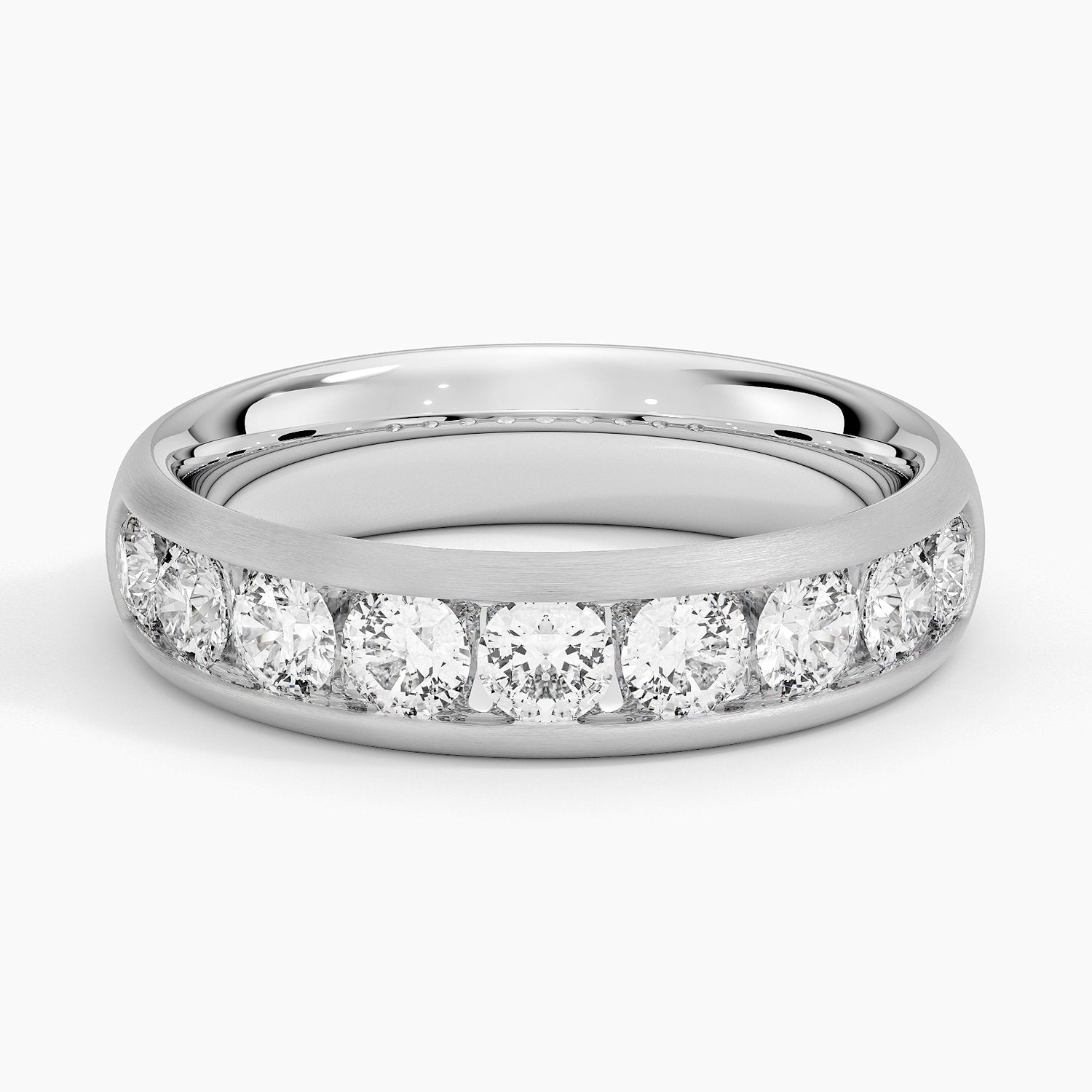 Matte Channel-Set Moissanite Wedding Band-5.5 mm