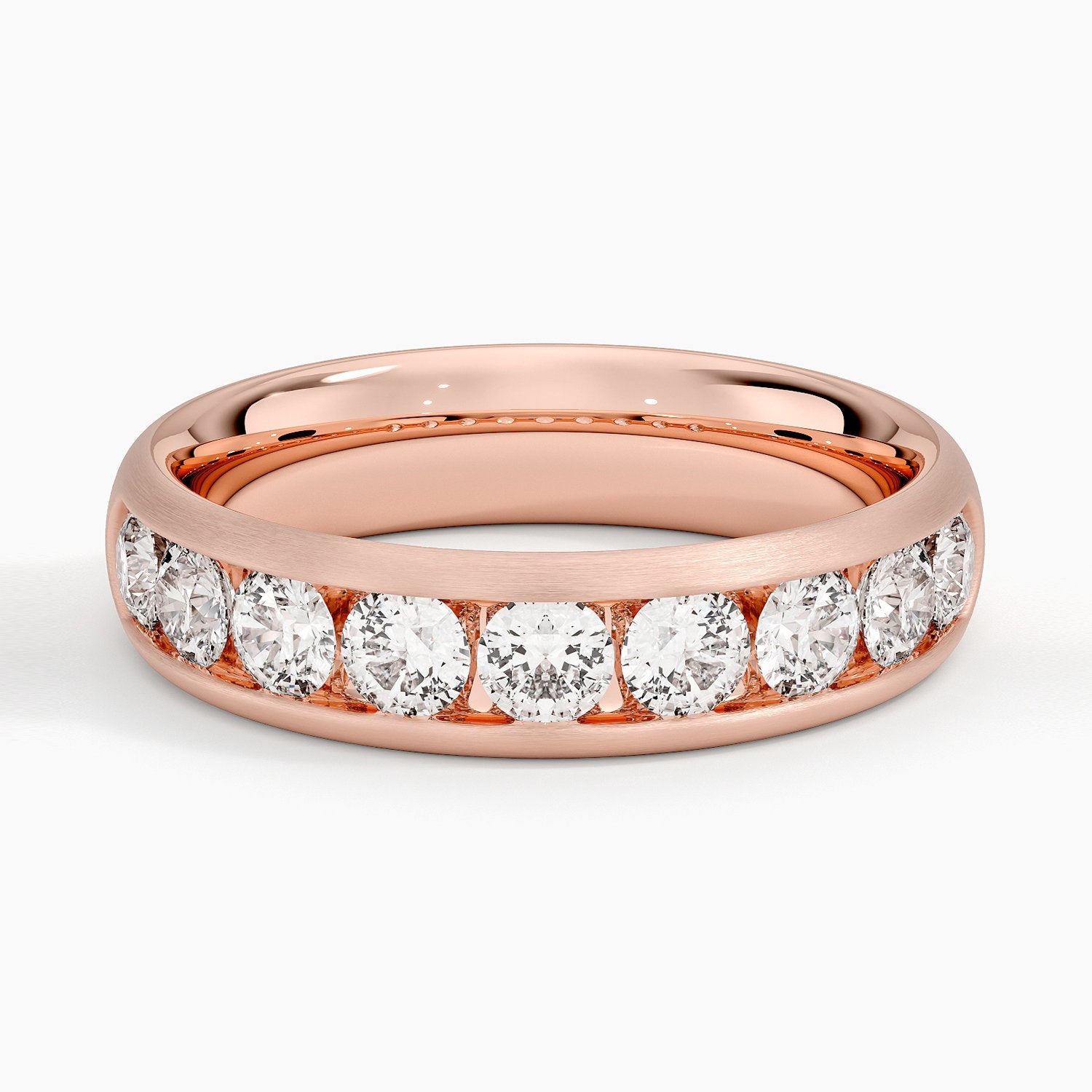 Matte Channel-Set Moissanite Wedding Band-5.5 mm