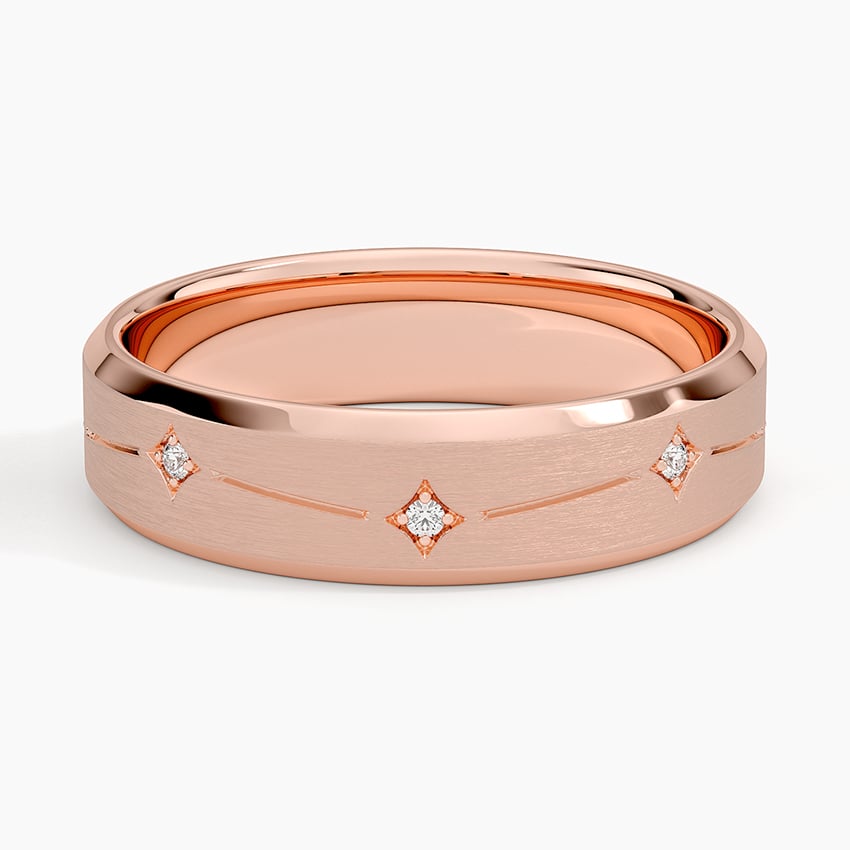 5.5 mm Matte Framed Moissanite Accents Men’s Wedding Band