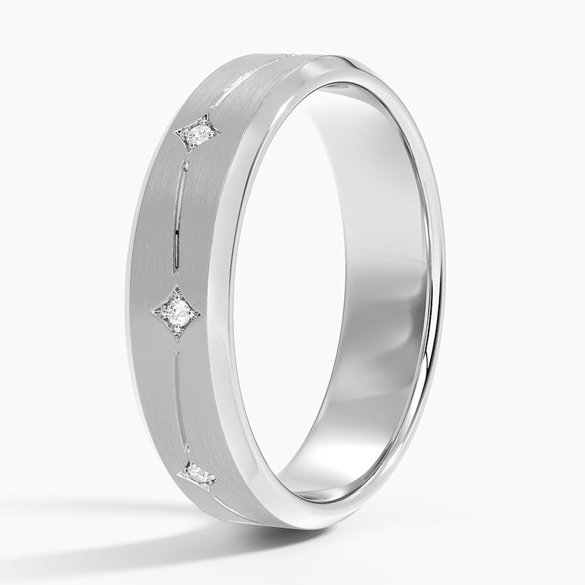 5.5 mm Matte Framed Moissanite Accents Men’s Wedding Band
