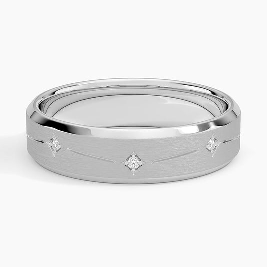 5.5 mm Matte Framed Moissanite Accents Men’s Wedding Band