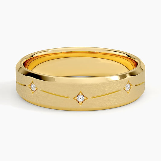 5.5 mm Matte Framed Moissanite Accents Men’s Wedding Band
