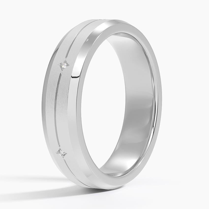 5.5 mm Matte Star-Set Moissanite Accents Men’s Wedding Band