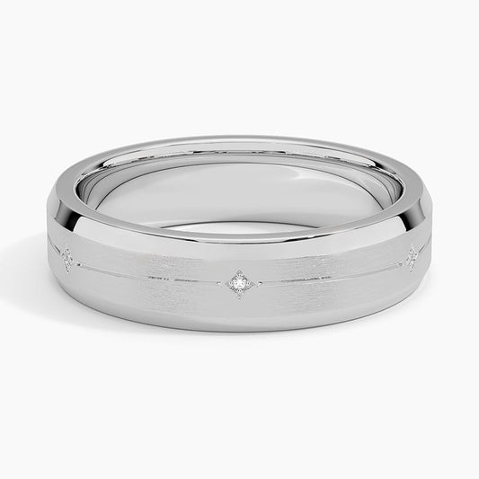 5.5 mm Matte Star-Set Moissanite Accents Men’s Wedding Band