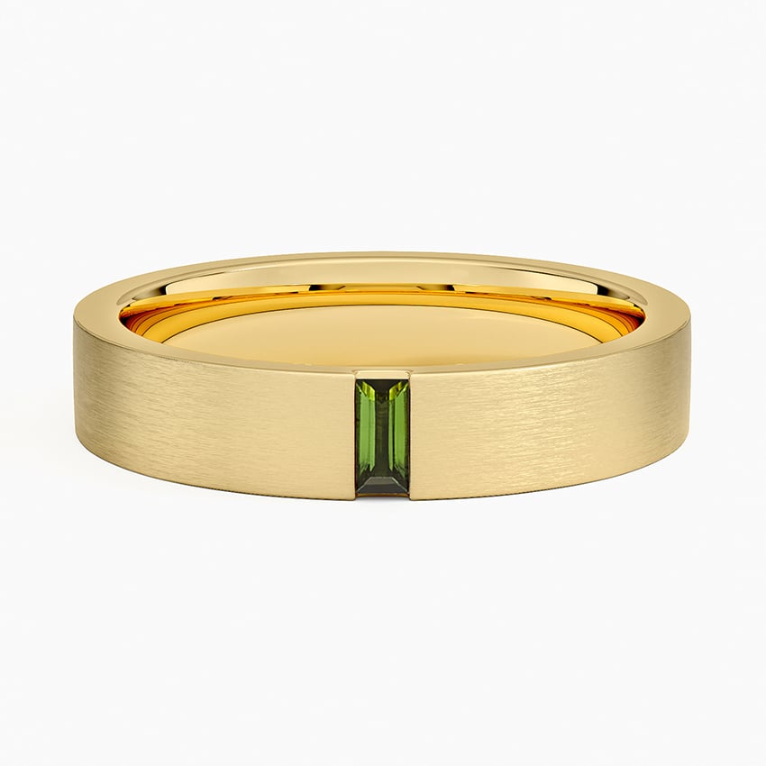 Matte Finish Green Tourmaline Wedding Band-4.5 mm