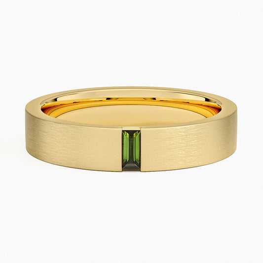 Matte Finish Green Tourmaline Wedding Band-4.5 mm