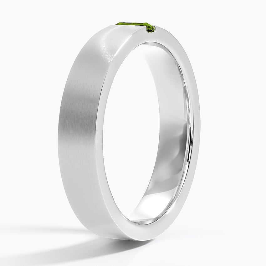 Matte Finish Green Tourmaline Wedding Band-4.5 mm