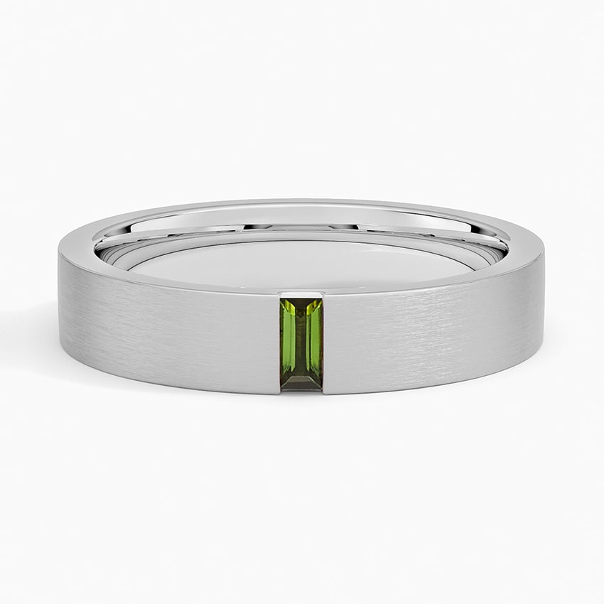 Matte Finish Green Tourmaline Wedding Band-4.5 mm