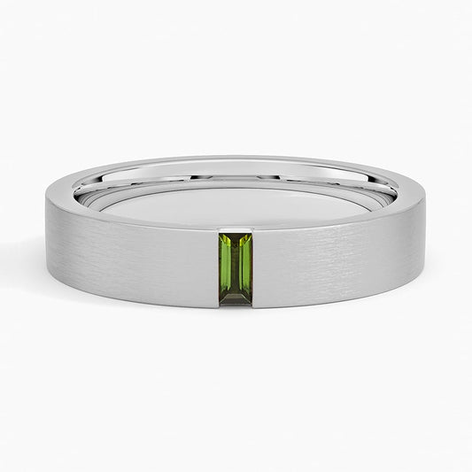 Matte Finish Green Tourmaline Wedding Band-4.5 mm
