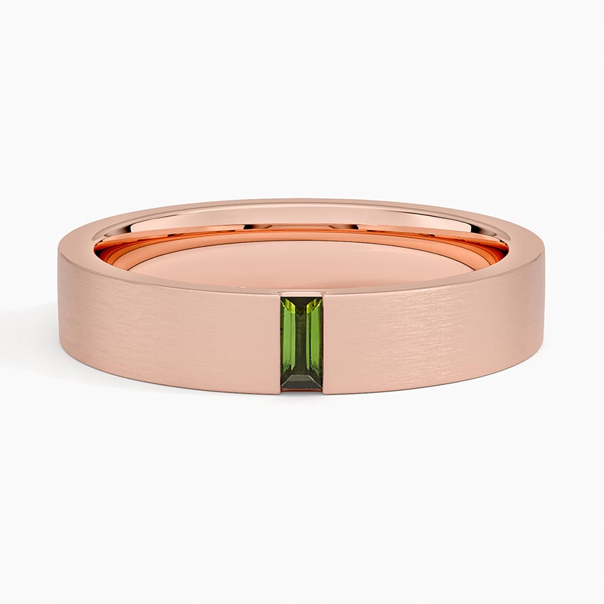 Matte Finish Green Tourmaline Wedding Band-4.5 mm