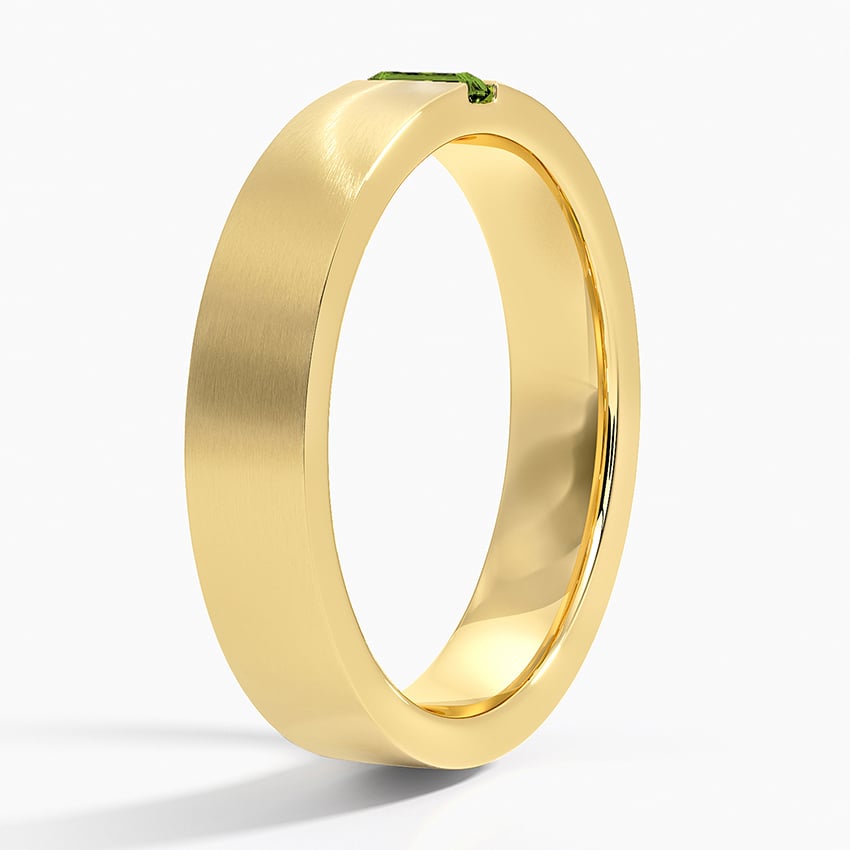 Matte Finish Green Tourmaline Wedding Band-4.5 mm