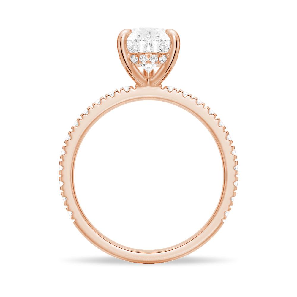 Micropavé Pear Cut Moissanite Engagement Ring With Hidden Halo