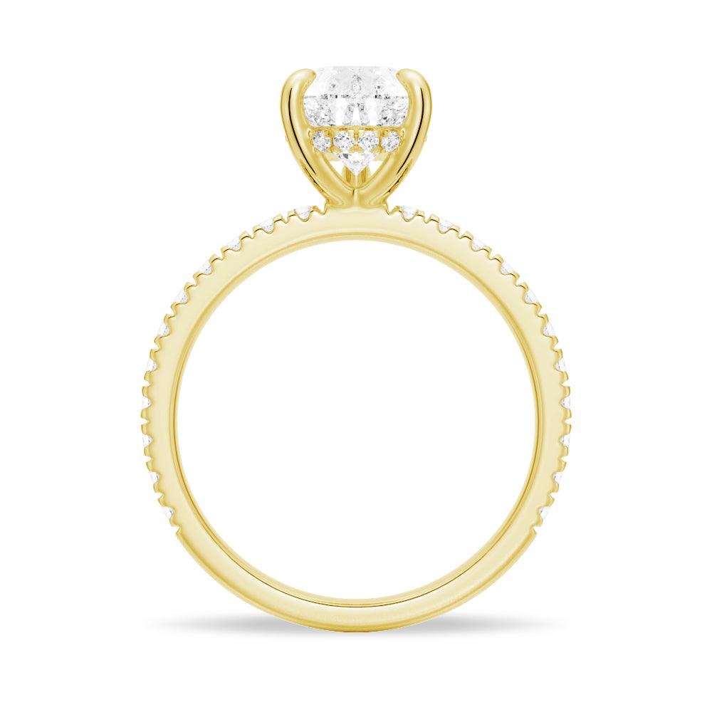 Micropavé Pear Cut Moissanite Engagement Ring With Hidden Halo