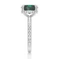 Load image into Gallery viewer, Sterling Silver Micropavé Oval Green Moissanite Engagement Ring With Hidden Halo
