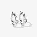 Load image into Gallery viewer, Milgrain Bezel Set Moissanite Huggie Hoop Earrings
