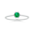 Milgrain Hexagon Round Lab-Grown Emerald Solitaire Promise Ring – 1.6 mm