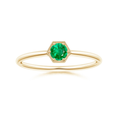 Milgrain Hexagon Round Lab-Grown Emerald Solitaire Promise Ring – 1.6 mm
