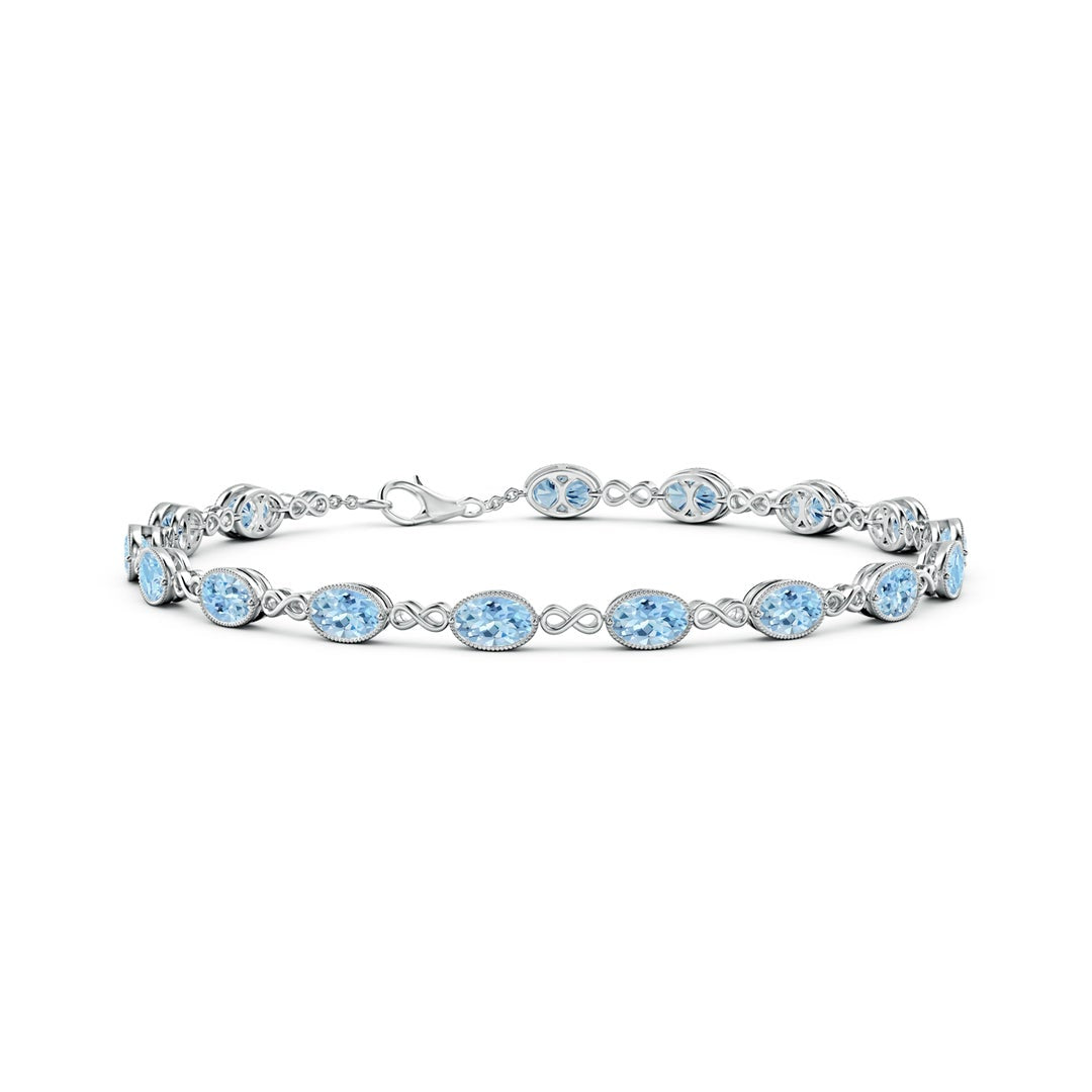 Milgrain Oval Aquamarine Infinity Link Tennis Bracelet