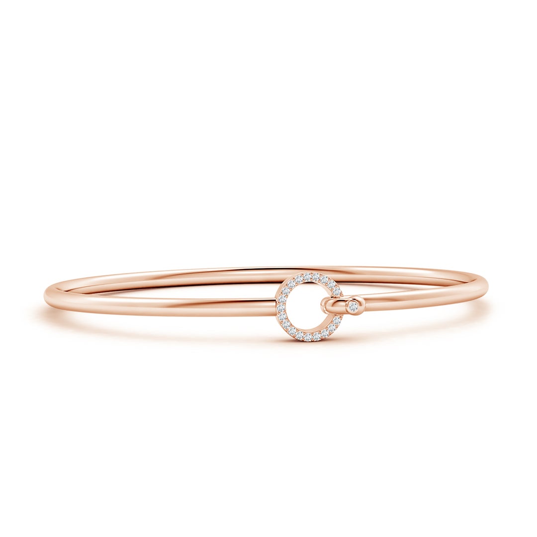 Minimal Open Circle Moissanite Bangle Bracelet with Hook and Eye Clasp