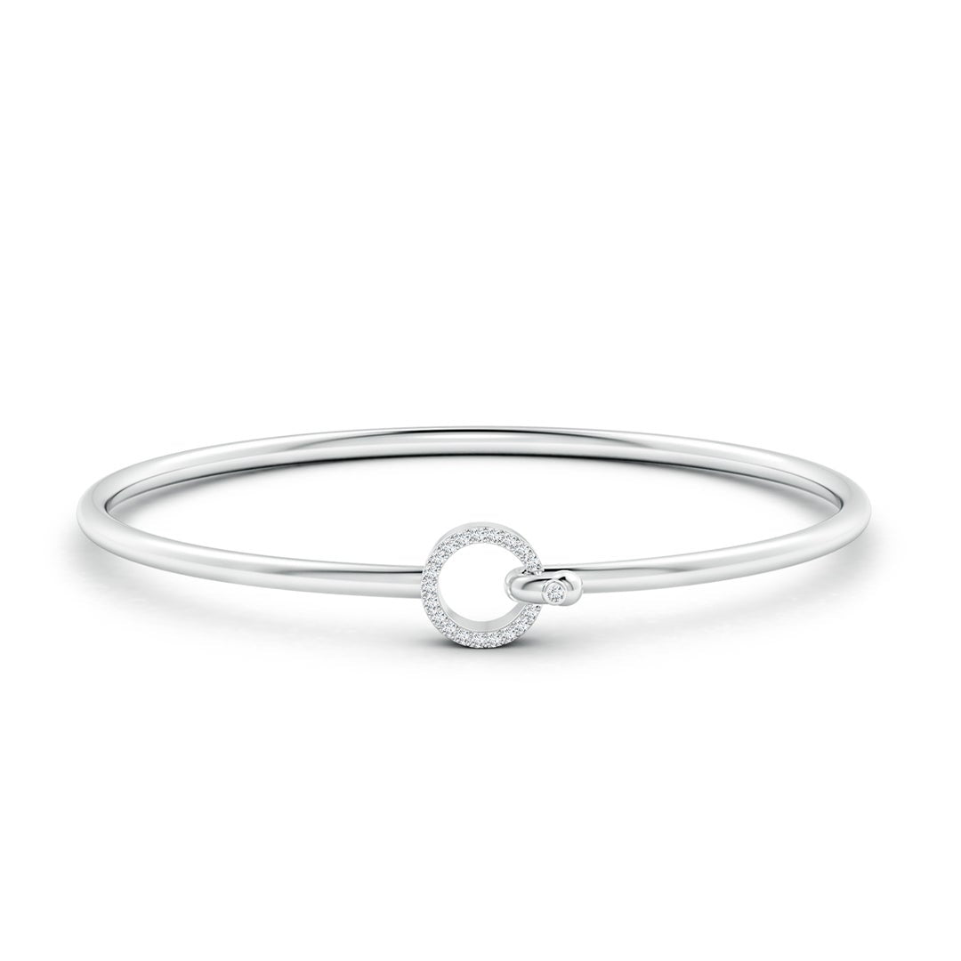 Minimal Open Circle Moissanite Bangle Bracelet with Hook and Eye Clasp