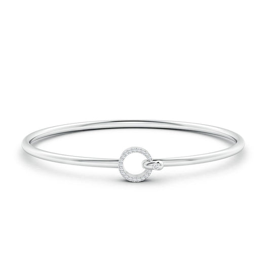 Minimal Open Circle Moissanite Bangle Bracelet with Hook and Eye Clasp