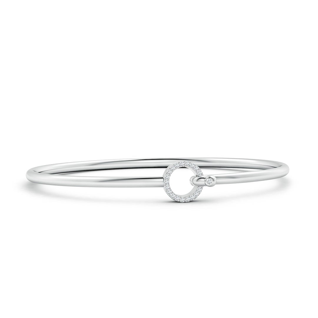 Minimal Open Circle Moissanite Bangle Bracelet with Hook and Eye Clasp