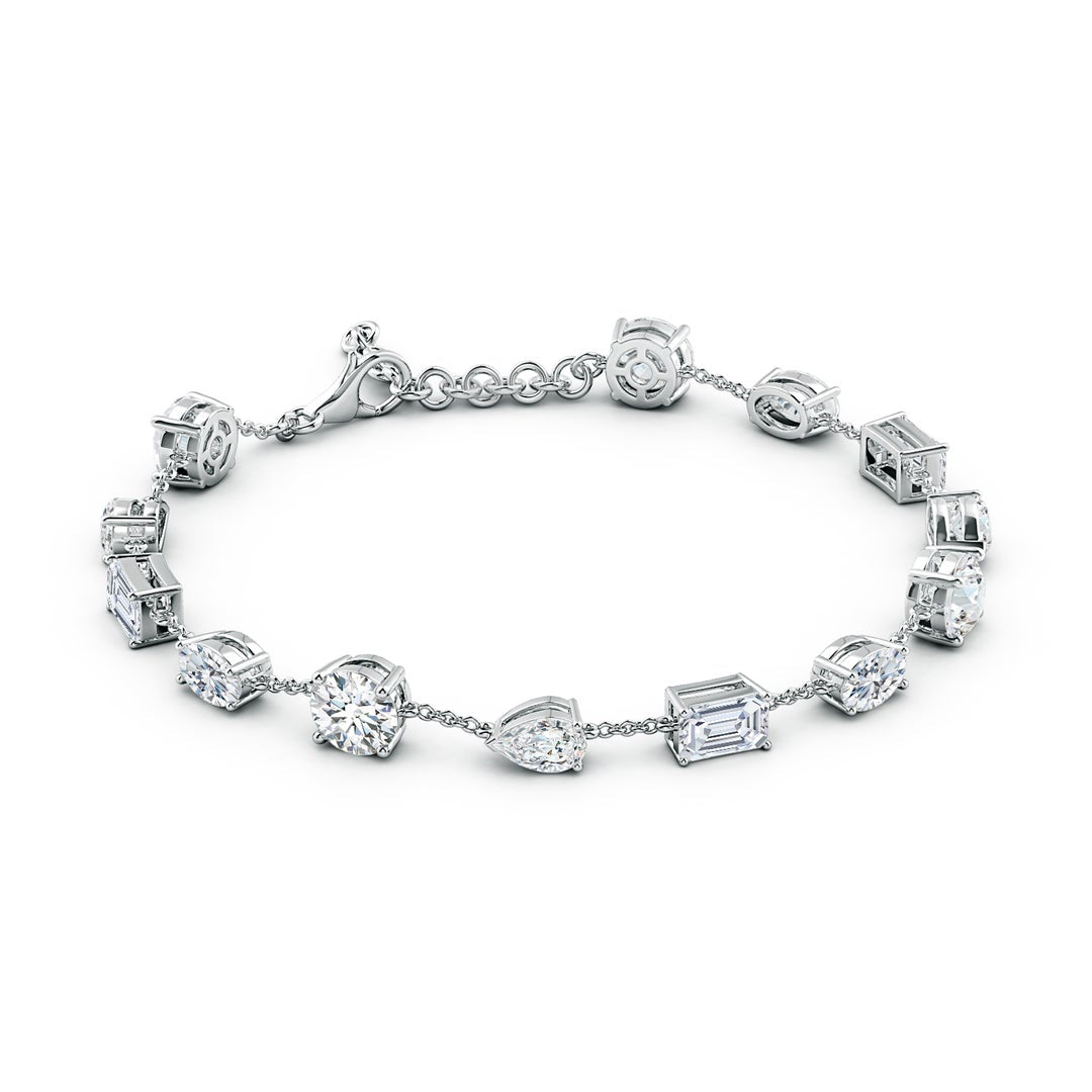 Mixed-Cut Moissanite Multi-Shape Chain Bracelet