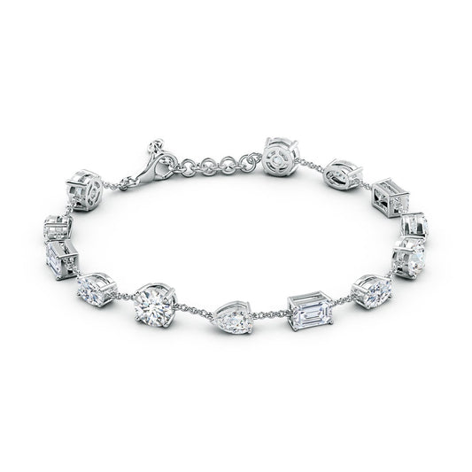 Mixed-Cut Moissanite Multi-Shape Chain Bracelet