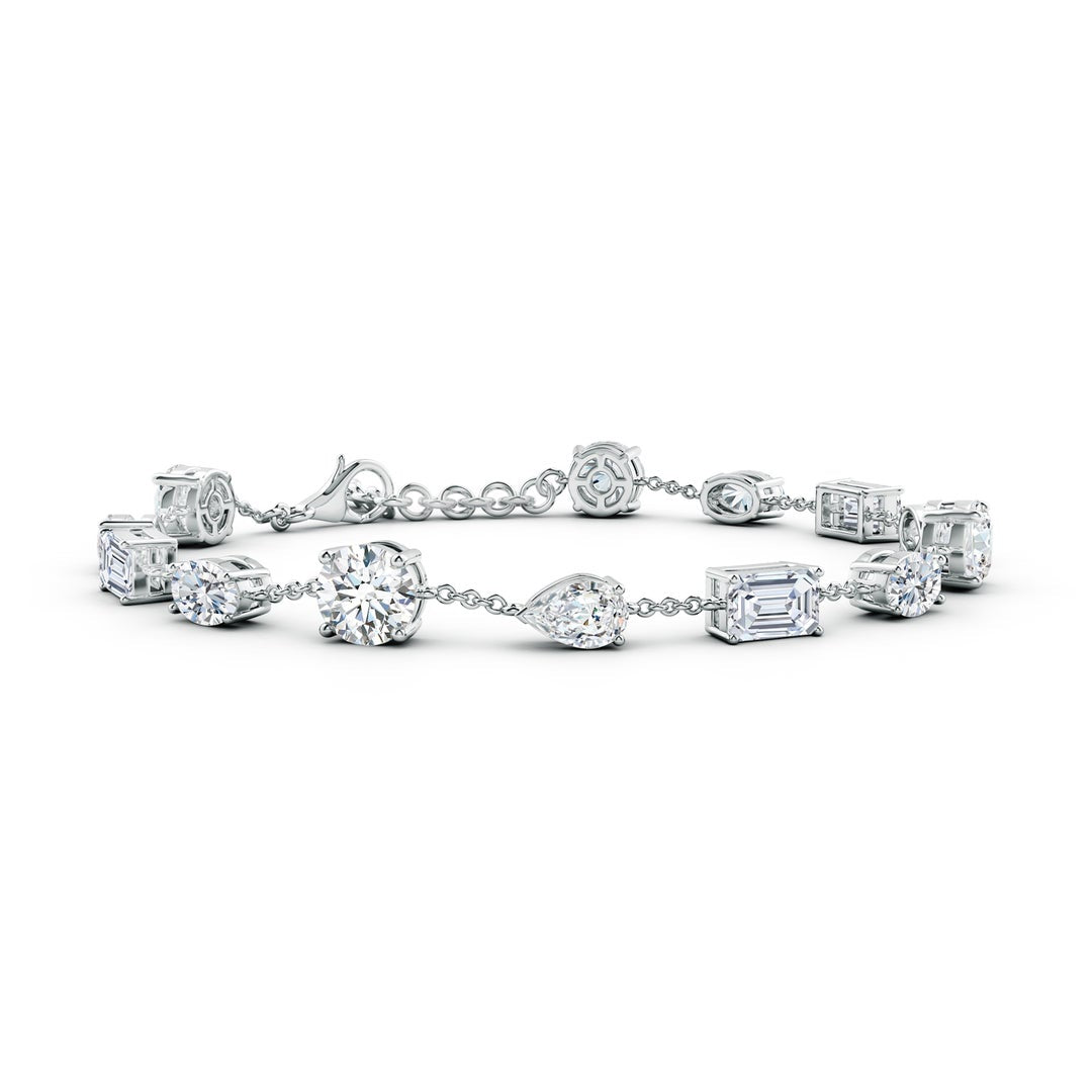 Mixed-Cut Moissanite Multi-Shape Chain Bracelet
