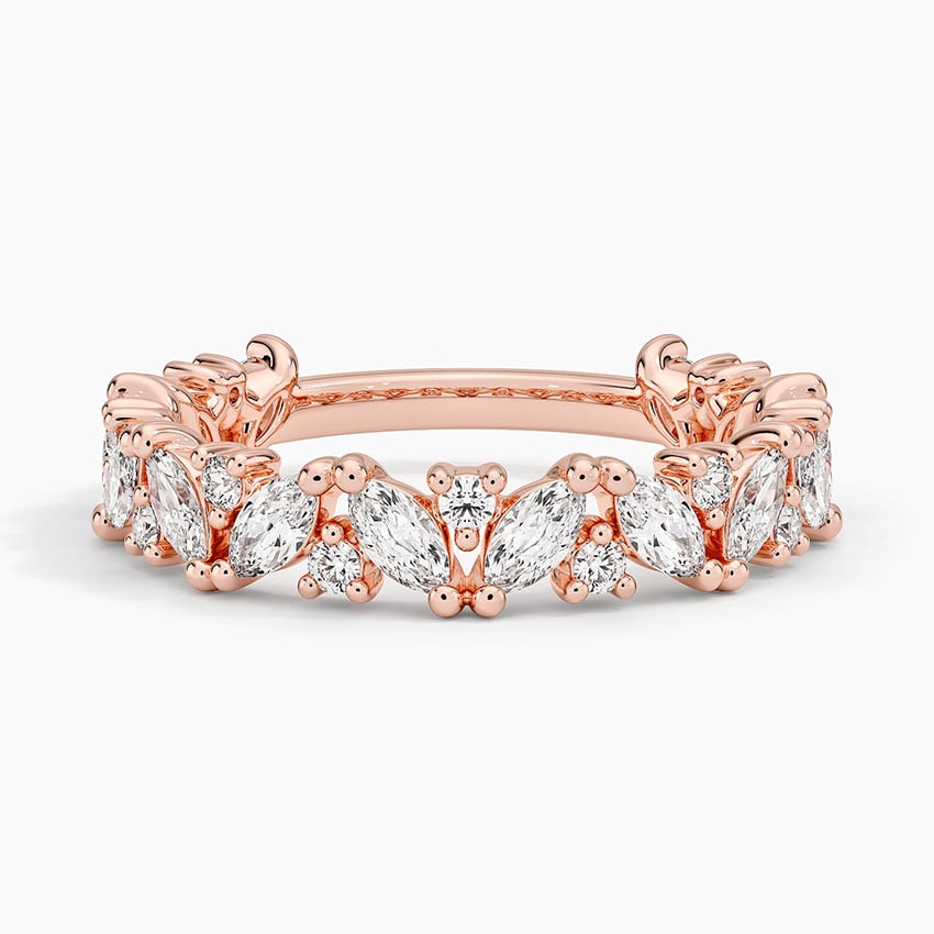 Mixed Shape Marquise and Round Moissanite Wedding Band