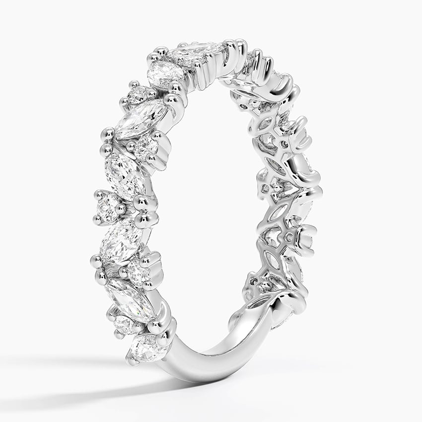 Mixed Shape Marquise and Round Moissanite Wedding Band