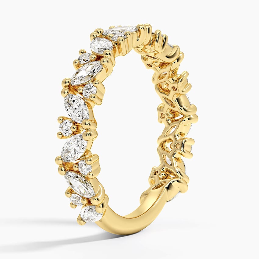 Mixed Shape Marquise and Round Moissanite Wedding Band