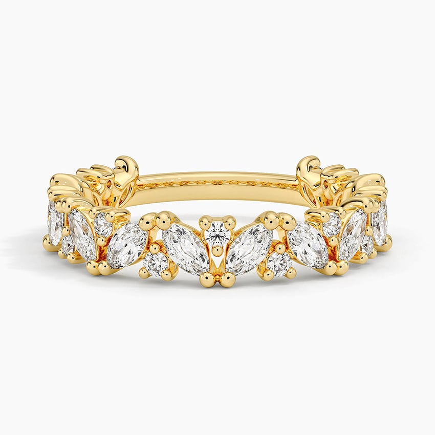 Mixed Shape Marquise and Round Moissanite Wedding Band