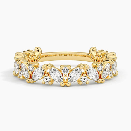 Mixed Shape Marquise and Round Moissanite Wedding Band