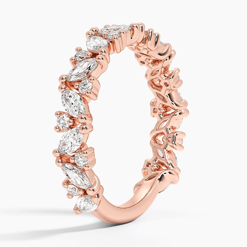 Mixed Shape Marquise and Round Moissanite Wedding Band
