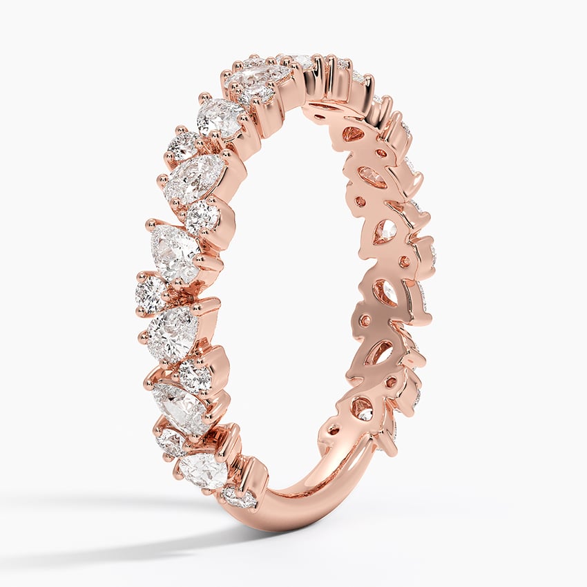 Mixed Shape Pear and Round Moissanite Wedding Band