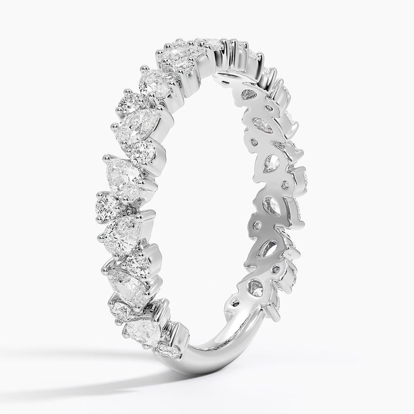 Mixed Shape Pear and Round Moissanite Wedding Band