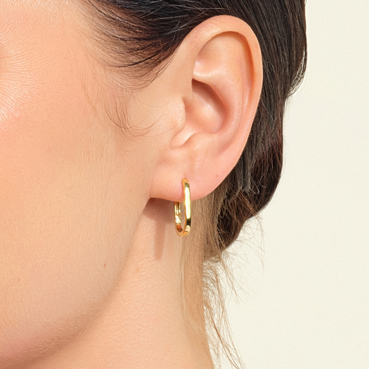 Modern Bold Oval Huggie Hoop Earrings