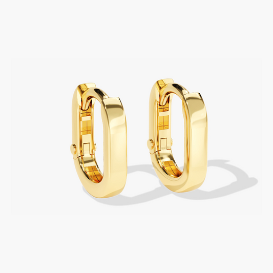 Modern Bold Oval Huggie Hoop Earrings