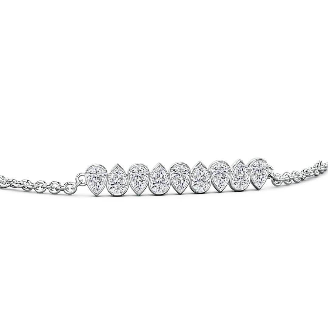 Modern Pear Moissanite Bezel-Set Chain Bracelet